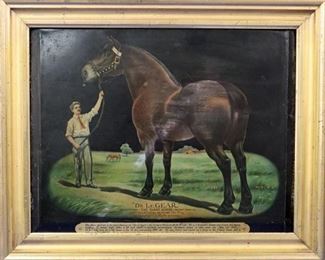 "Dr. LeGear" Giant Horse Litho on Tin Advertisement 