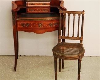 French Inlaid Writing Table & Chair