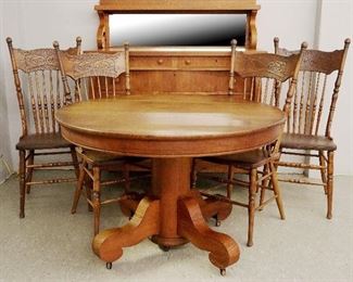 Oak Sideboard, Table & Chairs