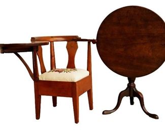 Cherry Writing Corner Arm Chair, Mahogany Tip Top Table