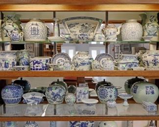 Showcase Grouping - Large Collection of Chinese Blue & White Porcelain