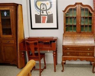 Wall View Grouping - Cupboard, Chinoserie Desk & Chair, Miro Litho