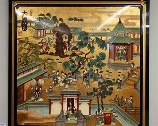 Chinese Lacquer Landscape Panel