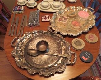 Sterling Silver and Silverplate Serve Ware and Trays 