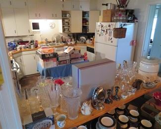 Kitchen is PACKED!!  Pyrex, Glassware, Crystal, Pots/Pans, Pottery, Small Appliances and SO MUCH MORE...