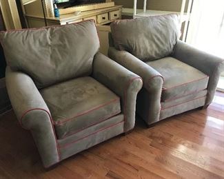 Pair of micro suede club chairs
