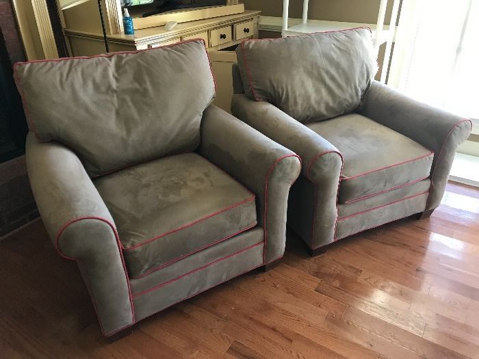Pair of micro suede club chairs
