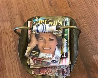 Brass magazine holder or flower basket