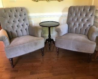 Tufted wingback chairs micro suede