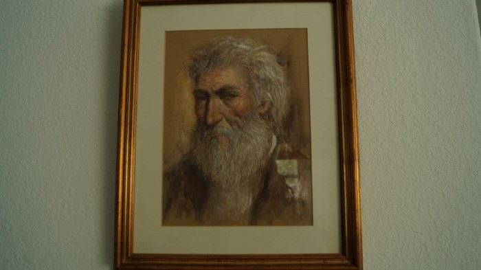 Diego Voci 'Mann Mit Bart' Original Acrylic & Pastel