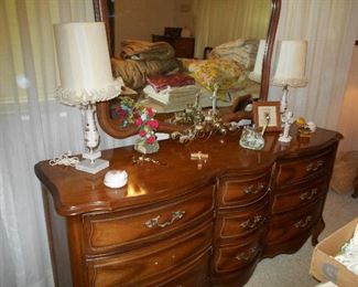 Matching triple dresser and mirror