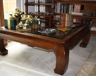 Dynasty glass topped coffee table