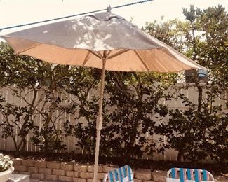 Patio Umbrella with Cast Iron Stand