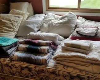 Tons of blankets, bedding and linens