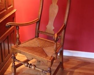 Robert Fileti handcrafted "John Gains" curly maple arm chair