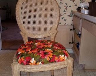 •	Pair of chairs with 60s psychedelic fabric