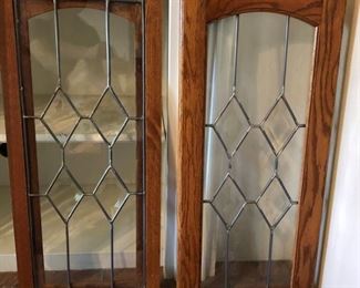Leaded Glass Panels Framed in Oak 