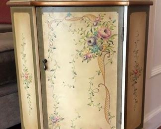 Hand Painted Corner Cabinet 