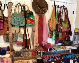NEW Bohemian Silks, Scarves, NEW and Vintage Bags, Hats, Belts...