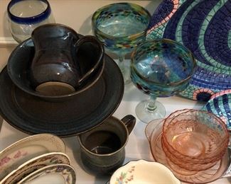 Handmade Ceramics, Vintage Glass, Hand Blown Margarita Glasses