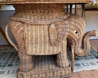 MCM Vintage Wicker Elephant Table 