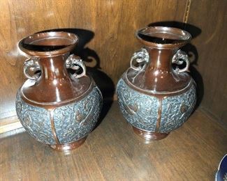 Pair of Bronze Vases