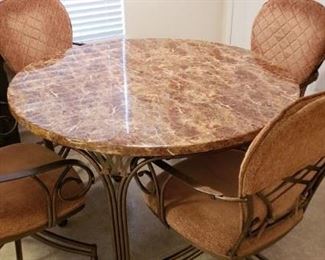 Marble Top Round Kitchen Table and Chairs