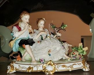 Large Unterweissbach Porcelain and Lace Figurine