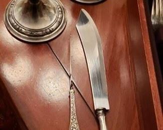Sterling Silver Candle Holders and Knives