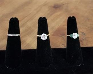 Gold and diamond bands and some Gold rings with cz