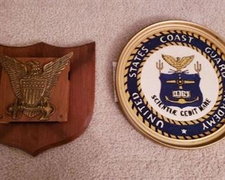 U.S. Coast Guard Captain's Plaque and Academy Hand Sewn Wall Piece