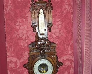 Antique Carved Dragon Barometer