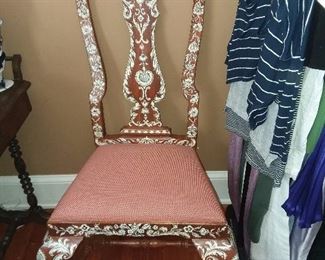 Carved & Inlaid Accent Chair
