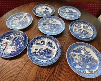 Blue Willow grill plates.