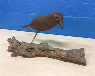 Mid Century teak wood bird on driftwood