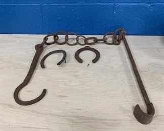 antique horse shoes and iron ware