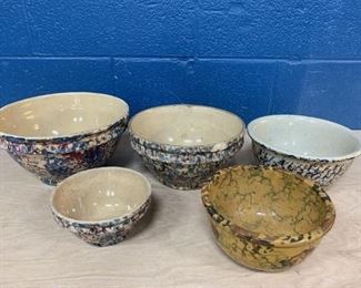 sponge ware pottery bowls