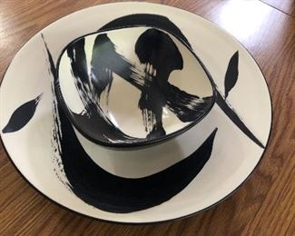 Mid Century abstract bowl and Plate