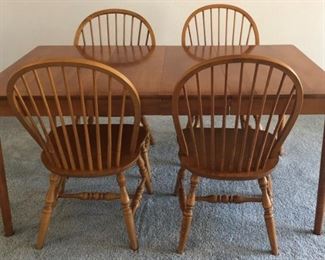 Beautiful Dining Table w 6 Wide Back Windsor Chairs and 2 Leaves (shown w leaves in )