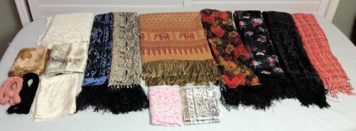 FMF046 Various Vintage Silk Shawls and Scarves 