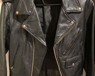 Men's leather motorcycle jacket