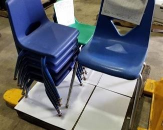 1 Adult Plastic Chair and 7 Kid Plastic Chairs