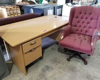 Office Desk With Burgandy Chair