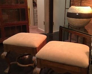 pair of these suede covers wooden stools