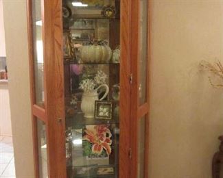 Oak Curio Cabinet with Treasures!