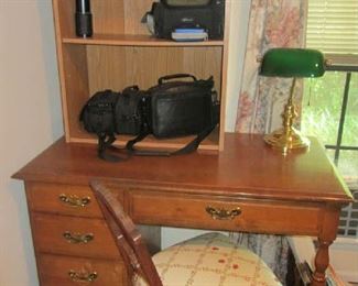 Another desk, student lamp, vintage cameras, more