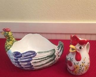 Horchow Bowl & Rooster Pitcher - Cluck cluck! https://ctbids.com/#!/description/share/152595