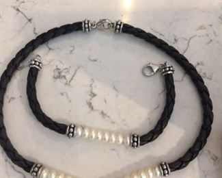 Pearl and black leather chord necklace $30
Matching bracelet $15