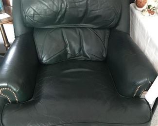 Leather chair in hunter green
