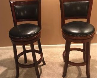 pair of leather bar stools